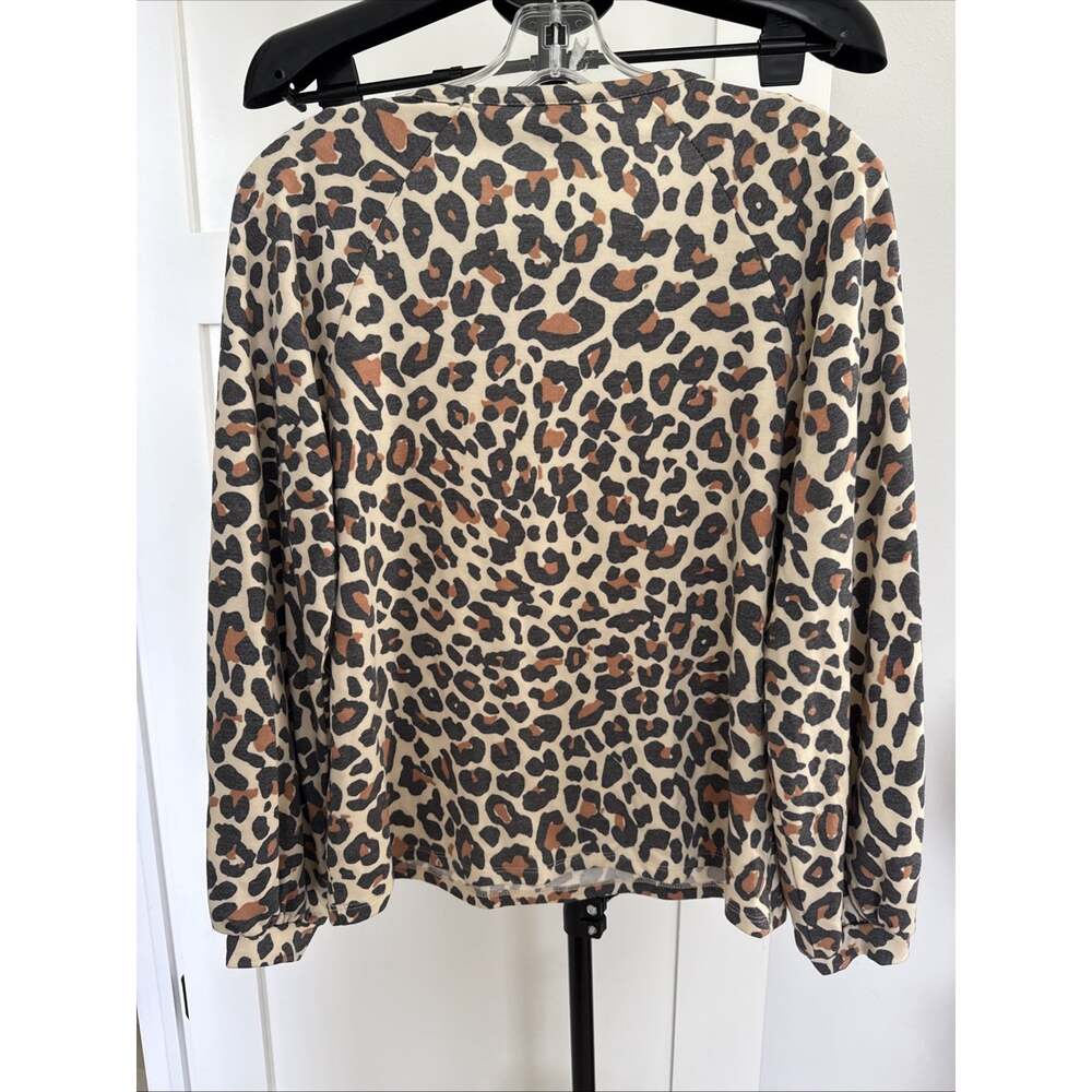 anne klein Long Sleeve Animal Print Sweat Shirt Size Medium Crew Neck - Picture 4 of 10